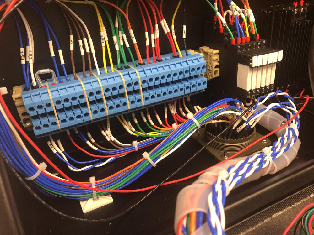 A closeup of low voltage electrical components